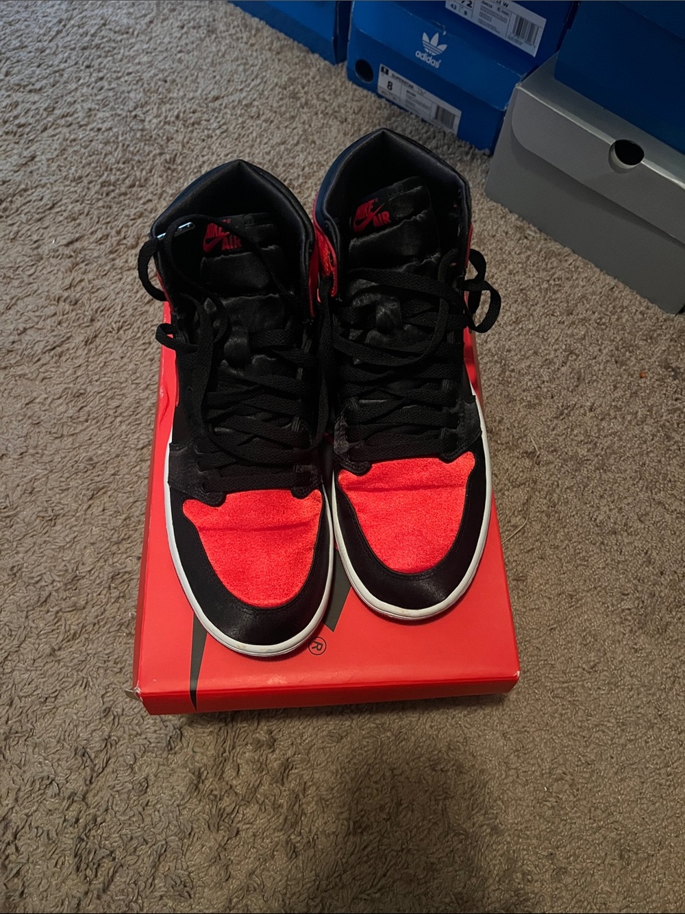 Nike High-Top Sneakers in Black & Red